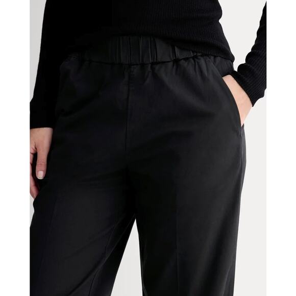 Everlane The Easy Pant Black Cotton Twill Wide Leg Pull-On Pants Size Large - Picture 3 of 11